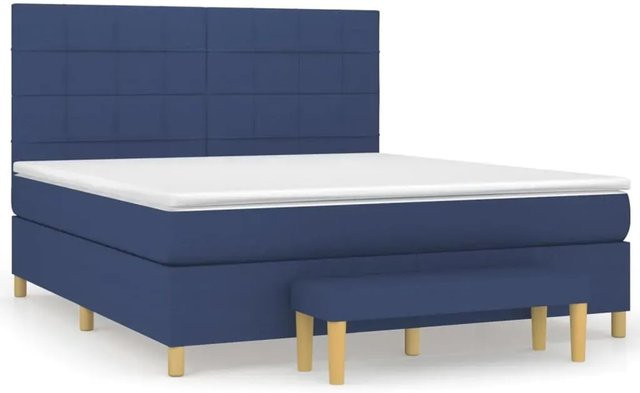 vidaXL Boxspringbett mit Matratze in Blau aus Stoff, B/T/H: 180 x 200 x 128 cm - Bild 1