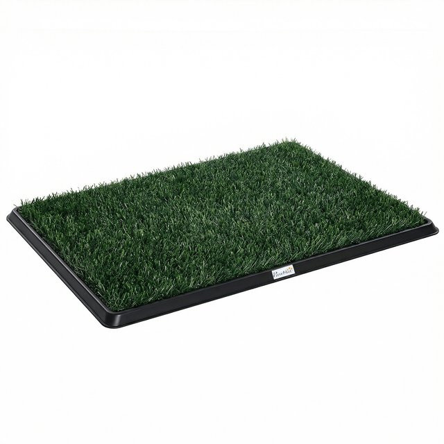PawHut Hundetoilette mit 2 waschbaren Kunstrasen in Schwarz und Grün, B: 76 cm, T: 50,5 cm - Bild 1