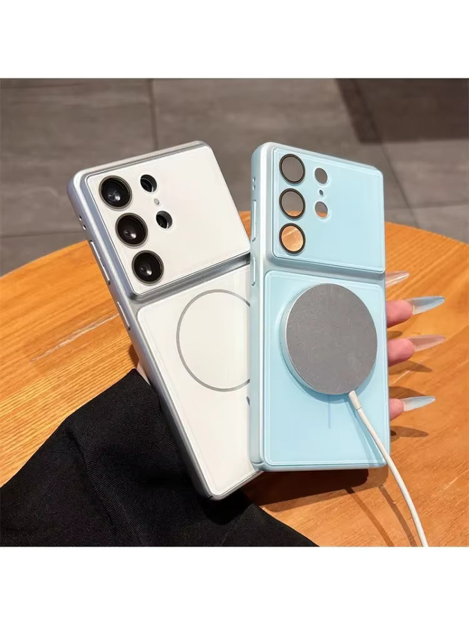 Luxuriöse magnetische Kristall-Handyhülle für Samsung Galaxy S26 S25 S24 FE S23 Ultra Plus in Weiß, stoßfeste Schutzhülle für Android Smartphones - Bild 2