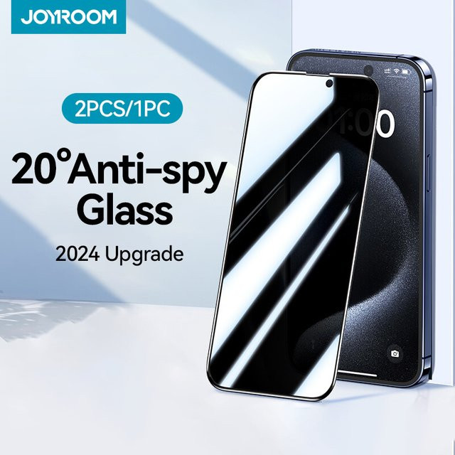 Joyroom Anti-Spionage Schutzglas mit 20 Grad Blickschutz für iPhone 16 15 14 13 12 11 Pro Max, transparent - Bild 1