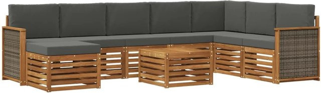 vidaXL Sofagarnitur aus Massivholz Akazie im modernen Latten-Design in Anthrazit/Grau - Bild 1