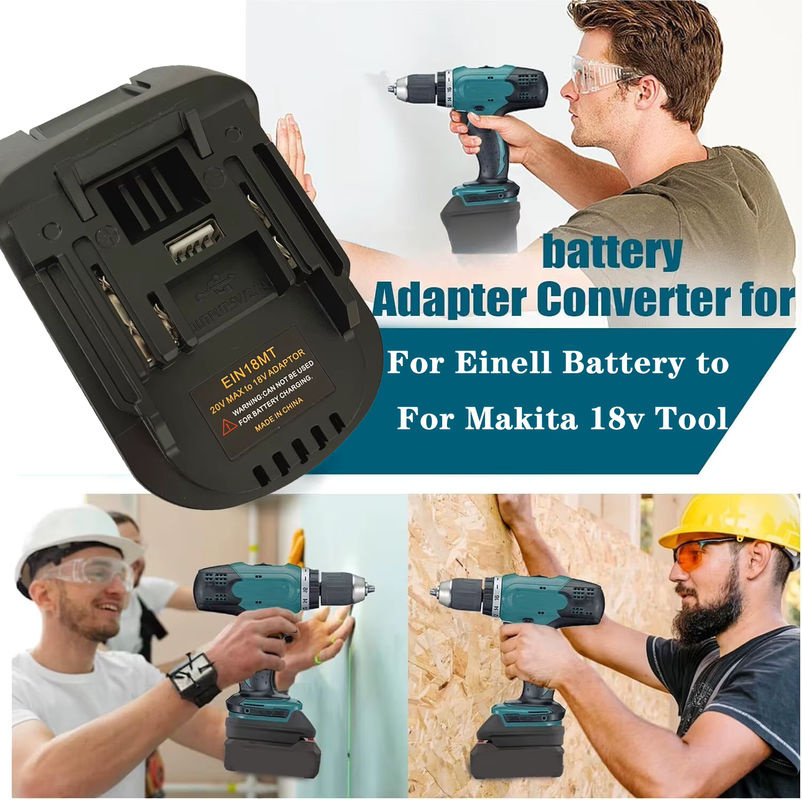 XMSJ Batterieadapter für Einhell 18V Li-Ionen-Akkus als Konverter für Makita 18V Akku-Elektrowerkzeuge, Schwarz - Bild 6