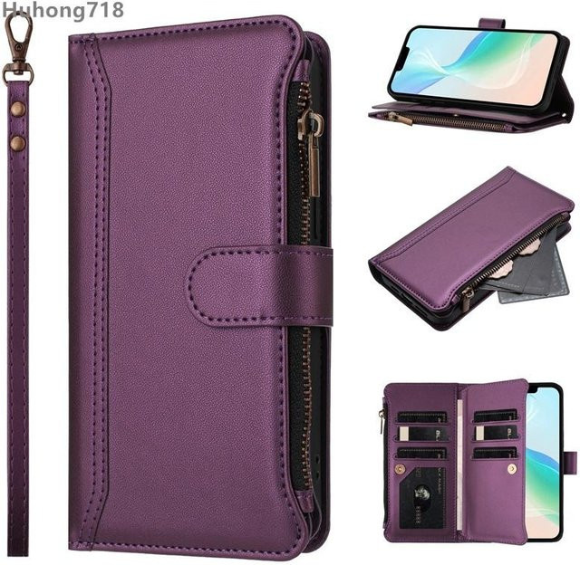 Lederhülle mit Reißverschluss für Blackview und Oscal Modelle in Violett - Bild 1