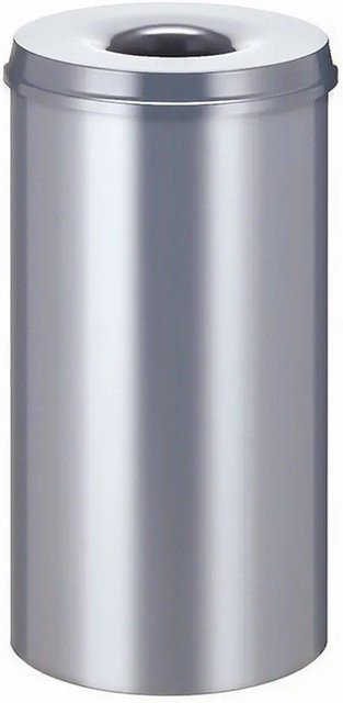 PROREGAL Selbstlöschender Papierkorb und Abfallsammler aus Metall in Silber, Volumen: 50 Liter, H x Ø: 63 x 33,5 cm - Bild 1