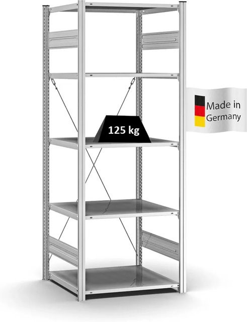 PROREGAL Profi Lagerregal Stecksystem T-Profil Grundregal verzinkt H x B x T: 200 x 75 x 60 cm - Bild 1