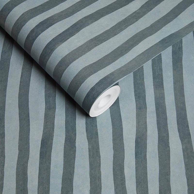 House of Hackney Tapete Artists Stripe in Apatite Blau mit abstraktem Streifendesign aus Vlies - Bild 3