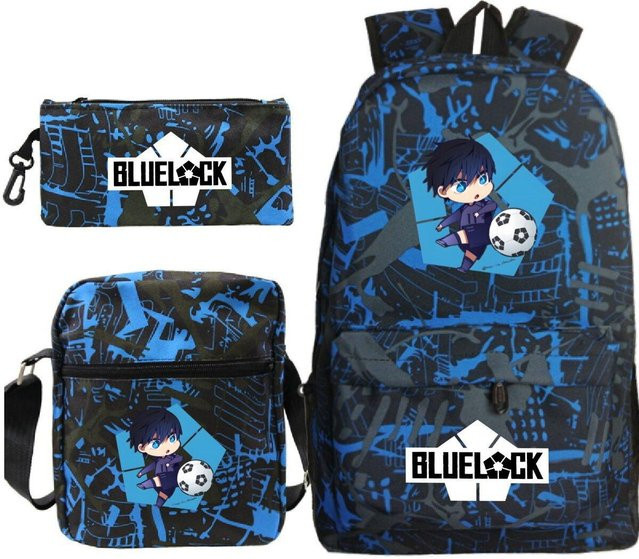 3-teiliges Schulrucksack-Set in Blau aus Oxford-Stoff mit Schultasche und Federmäppchen - Bild 1