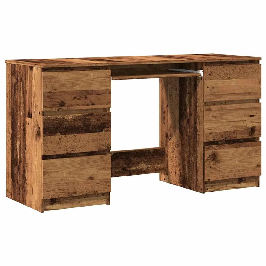 vidaXL Schreibtisch in Altholz-Optik aus Holzwerkstoff, braun, B/T/H: 140 x 50 x 77 cm - Bild 2