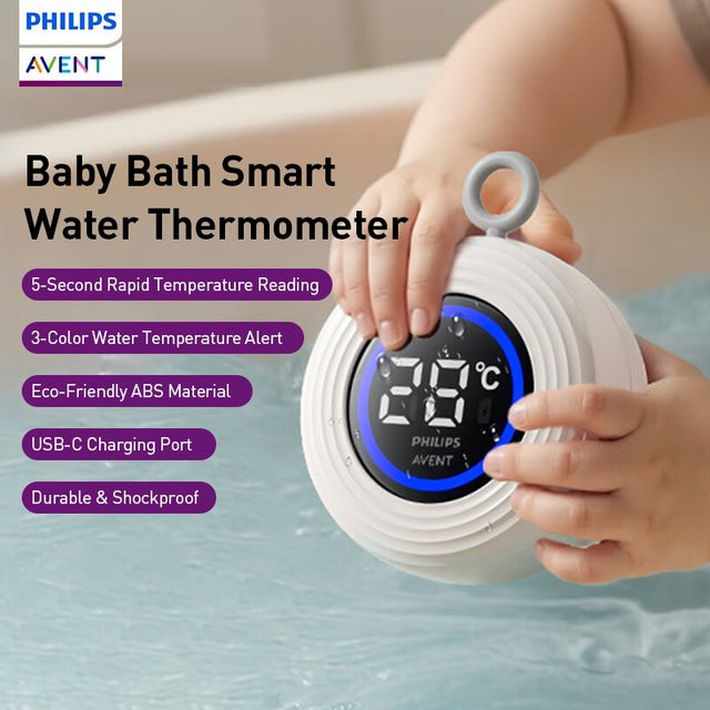 Philips Avent Digitales Baby-Badethermometer in Weiß mit 5s Schnellmessung und USB-Ladefunktion - Bild 1