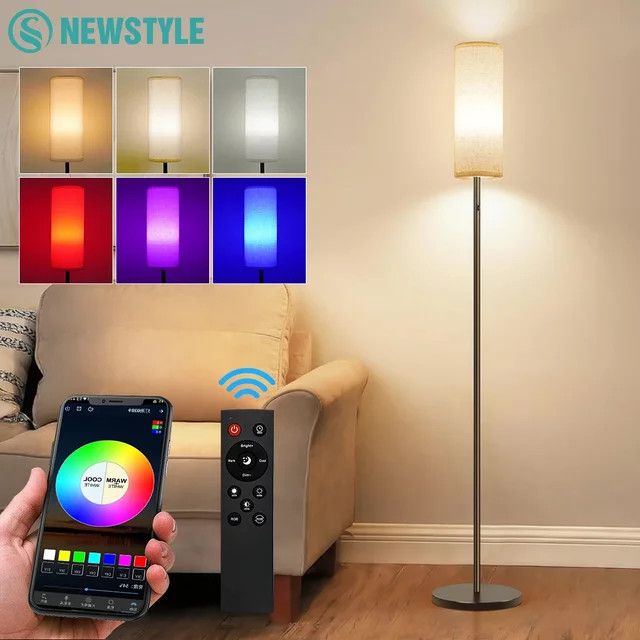 NEWSTYLE RGBW-Umgebungs-Stehlampe mit Bluetooth, App-Steuerung und musiksynchronisierter rhythmischer Beleuchtung in Bunt - Bild 1