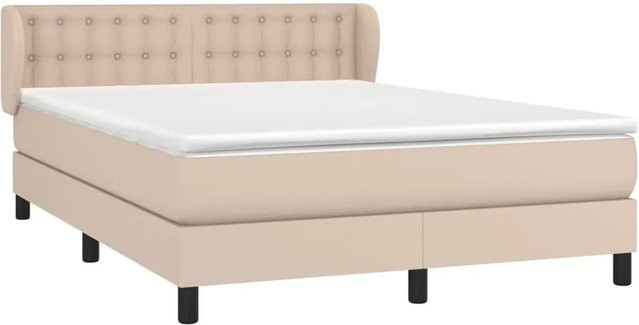 vidaXL Boxspringbett Hybrid mit Taschenfederkern in Cappuccino-Braun, B/T: 140 x 190 cm - Bild 1