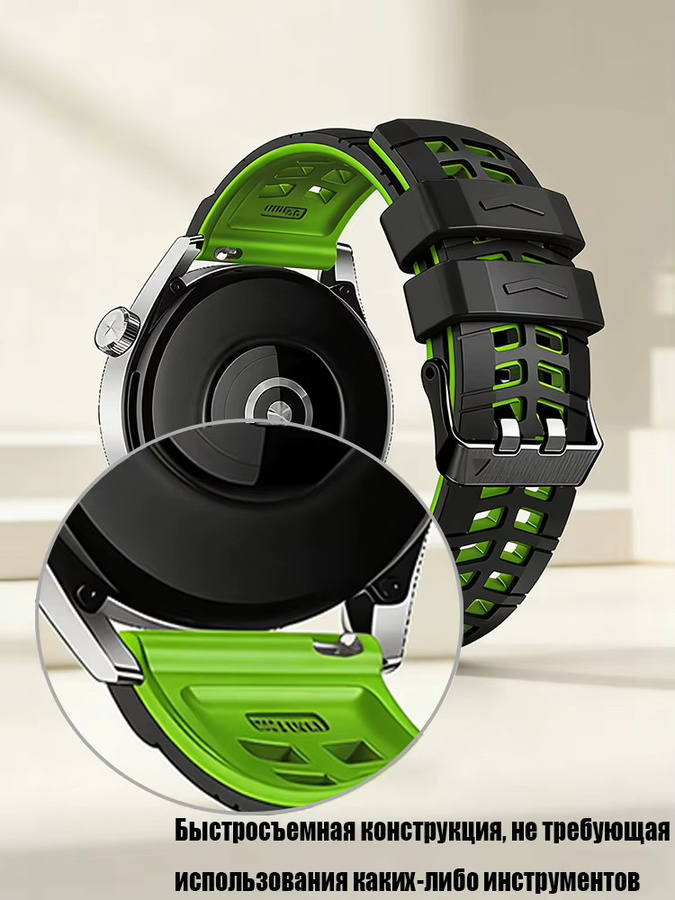 QCTOG Smartwatch-Armband Silikon, 22 mm, Schwarz - Bild 4