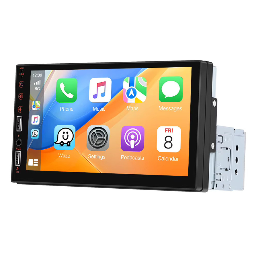 Podofo 1Din 7 Zoll Auto-Multimediaplayer mit kabellosem Carplay, Android Auto, Mirror Link und Bluetooth in Schwarz - Bild 6
