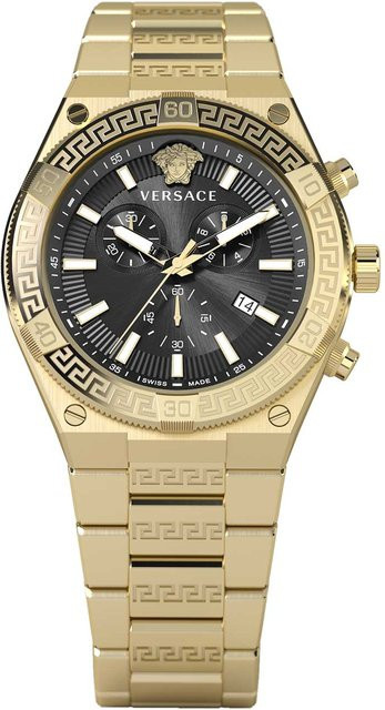 Versace Chronograph, Edelstahl, Schwarz, Gold, 46 mm, Herren - Bild 1