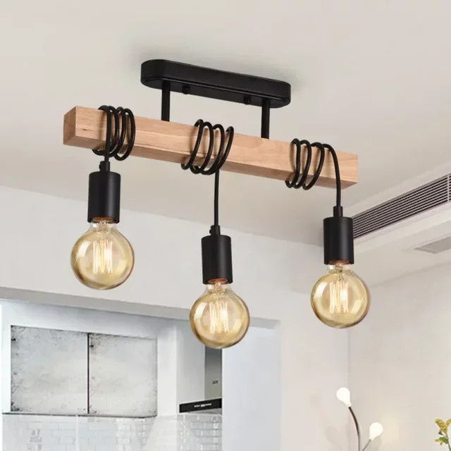 JOYINLED Retro Kronleuchter Deckenleuchte aus Holz in Multicolour für Wohnzimmer, Esszimmer und Schlafzimmer - Bild 1