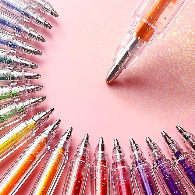 Glitzer-Gelstift-Set mit 1,0 mm mittlerer Spitze in Multicolour für Journaling, Zeichnen und DIY-Kunst - Bild 1