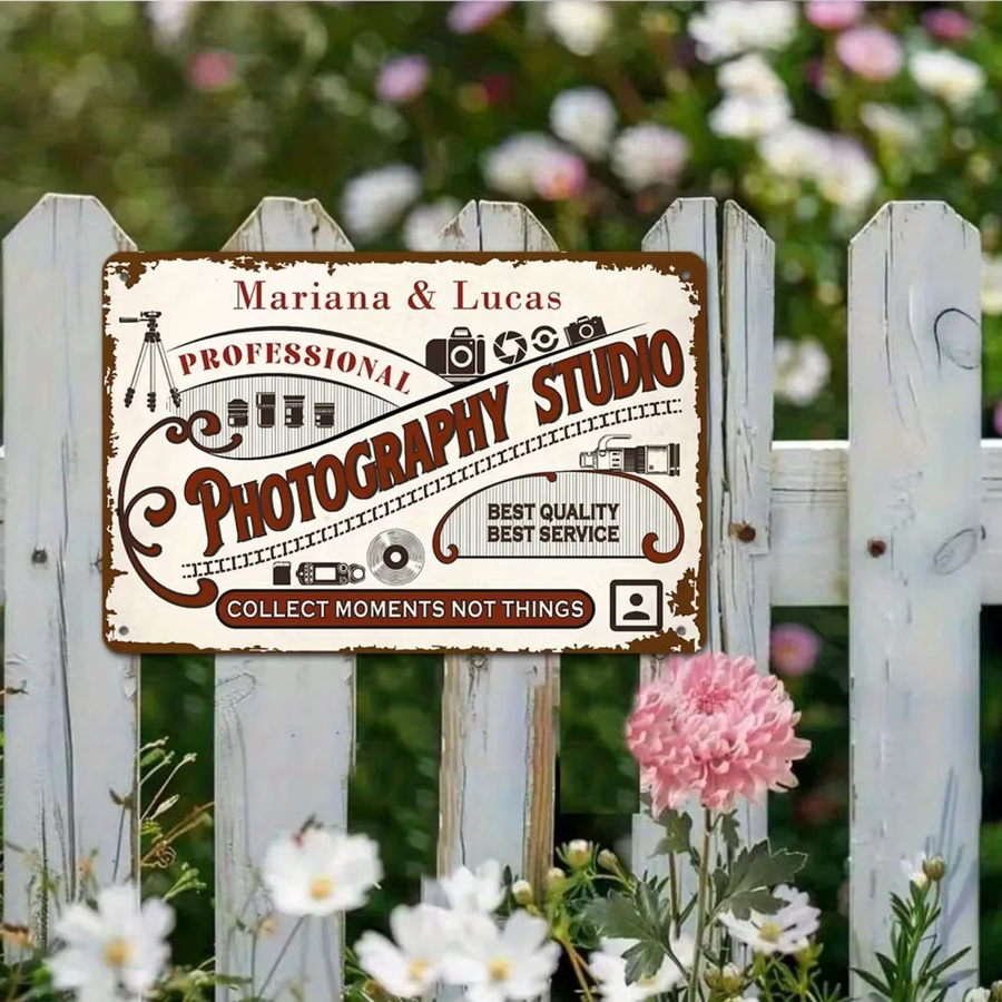 CIFBUY Individuelles Vintage Fotostudio Aluminium-Schild Personalisierte Wanddekoration für Zuhause, Bar oder Fotostudio - Bild 2