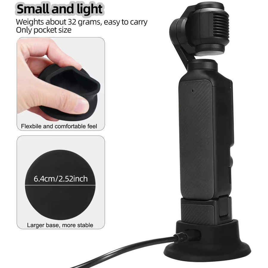 DJI Osmo Pocket 3 Silikon Halter Desktop Ständer Basis Adapter in Schwarz - Bild 2