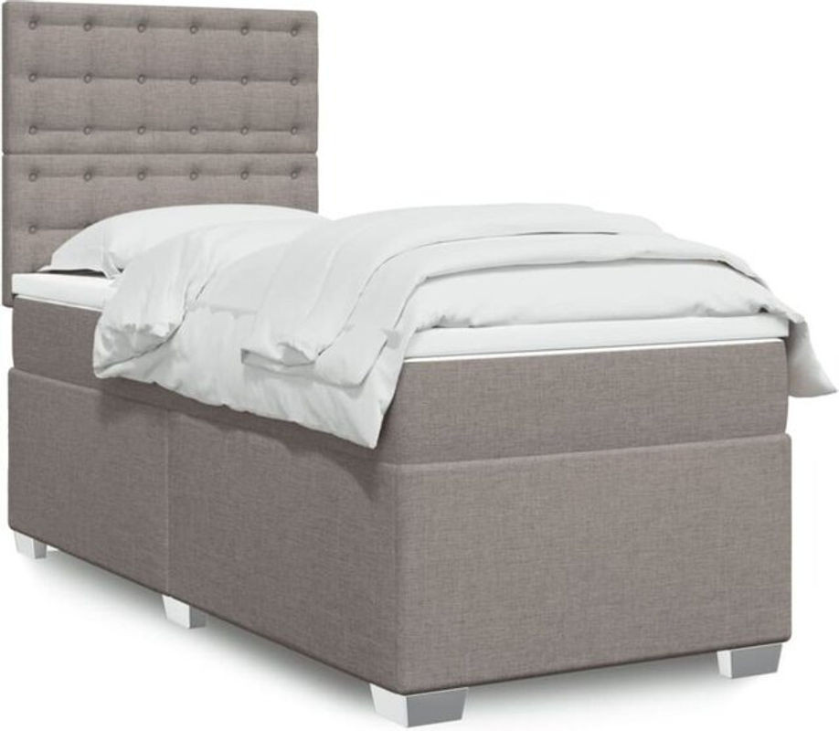 vidaxl Boxspringbett mit Matratze aus Stoff in Taupe, B/T/H: 200 x 80 x 140,5 cm - Bild 1