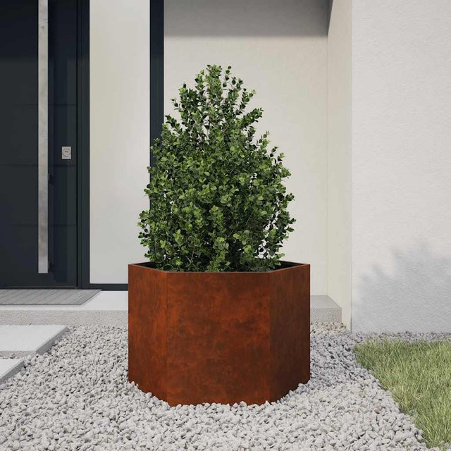 vidaXL Pflanzkübel aus Cortenstahl in Braun, B/T/H: 60 x 60 x 45 cm - Bild 2