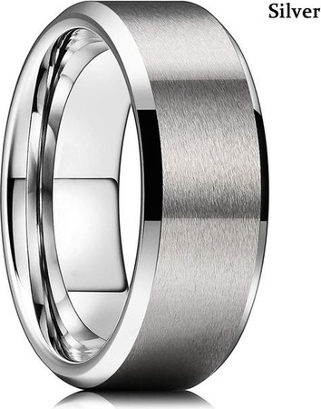 POMOiii Ehering Wolfram, 8 mm, schwarz/silberfarben, gebürstet, Herren