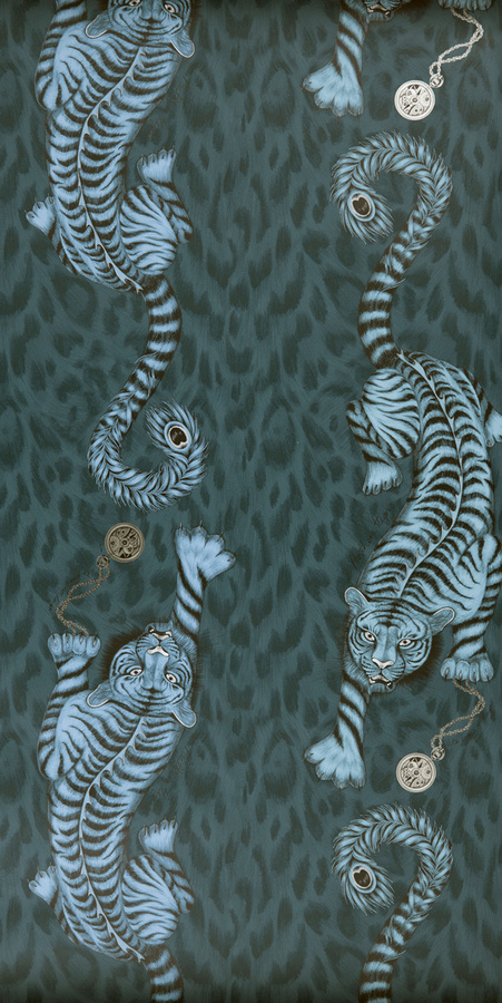 Clarke & Clarke Tapete Tigris in Navy Blau mit Animal Print und Vliesbeschichtung - Bild 1