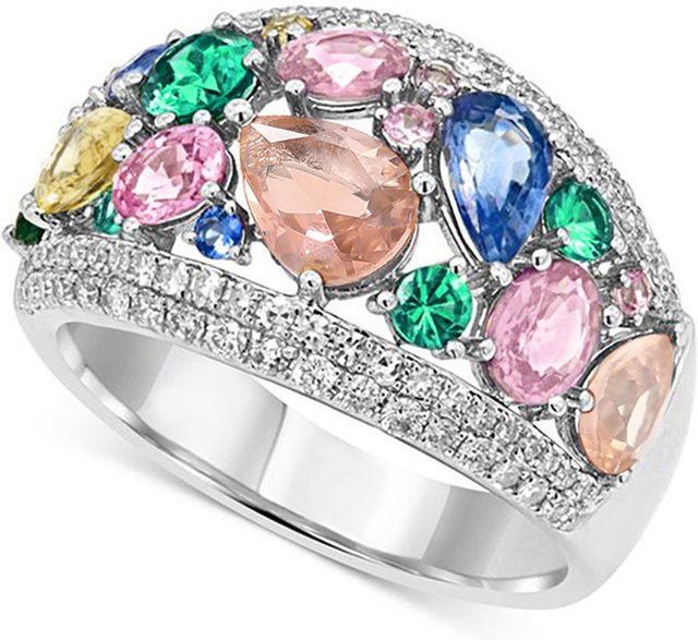 Huitan Ringe, Bunt, Zirkonia, Silber, Damen - Bild 1
