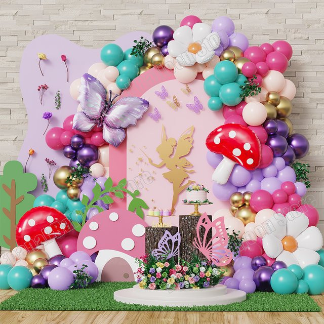 Enanal Ballon Girlande Set mit Schmetterlingen und Blumen in Mehrfarbig für Geburtstag, Hochzeit oder Babyparty, 147 Stück - Bild 1