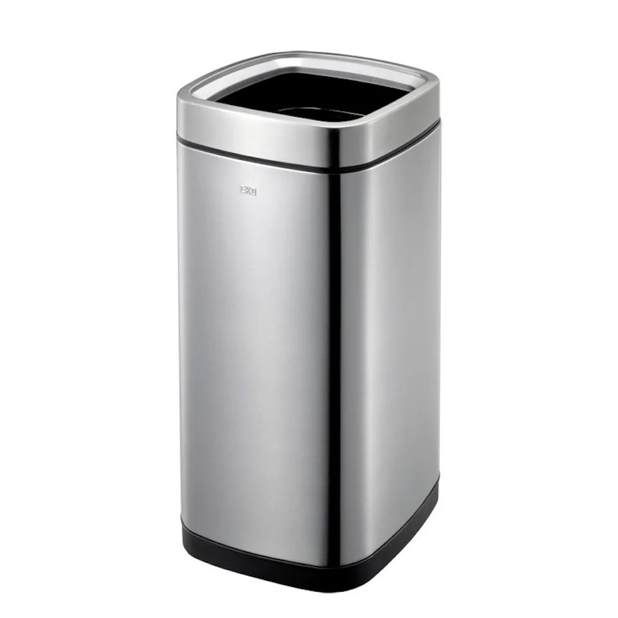 PROREGAL Quadratischer Abfalleimer aus mattem Edelstahl mit offenem Einwurf, Silber, 35 Liter, H x B x T: 68,6 x 31,5 x 31,5 cm - Bild 2