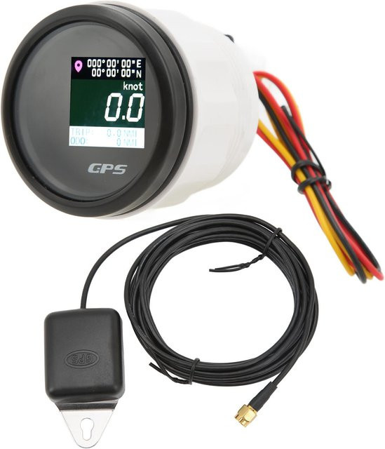 DIYelecs GPS Tachometer mit LCD-Anzeige für Wohnmobil, Marine und Fahrzeuge, DC 9-32V, Black Dial, Black Cover - Bild 1