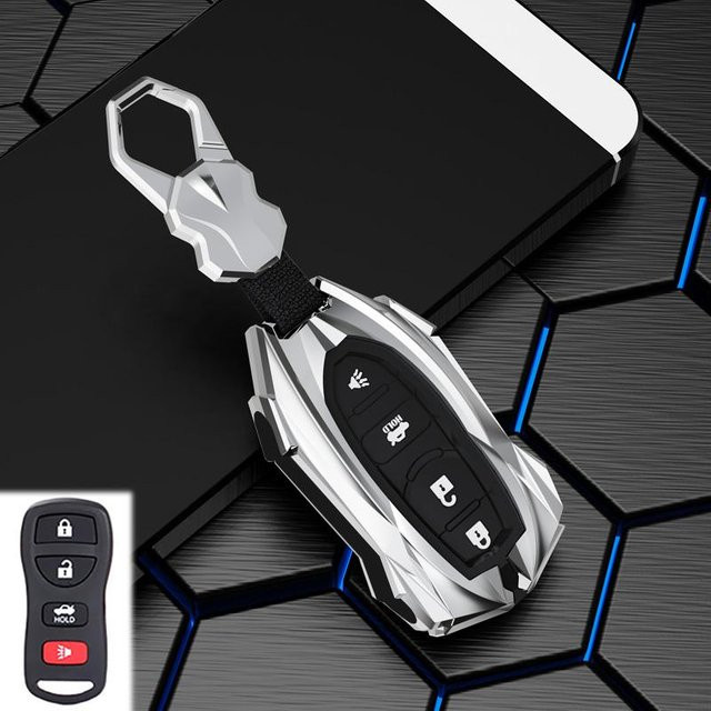Schutzhülle aus Zinklegierung für Nissan Smart Fernbedienung Schlüssel in Grau/Silber - Bild 1