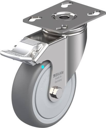 Blickle Lenkrolle mit Feststeller LKPXA-TPA 101KFD-FI in Silber, Rad-Durchmesser: 100 mm, Tragfähigkeit: 110 kg - Bild 1
