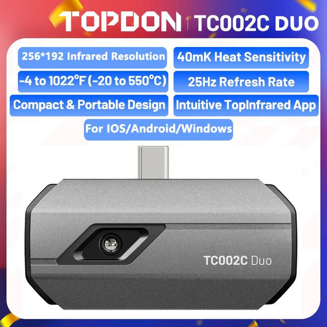 TOPDON TC002C DUO Wärmebildkamera für iOS und Android, hochauflösende Infrarot-Kamera mit 256 x 192 Pixeln, verbesserte Version - Bild 1