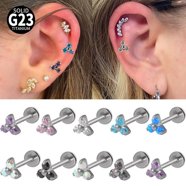 Ohrringe Rafflesia, Titan, Opal, Zirkonia, Silber, Damen - Bild 1