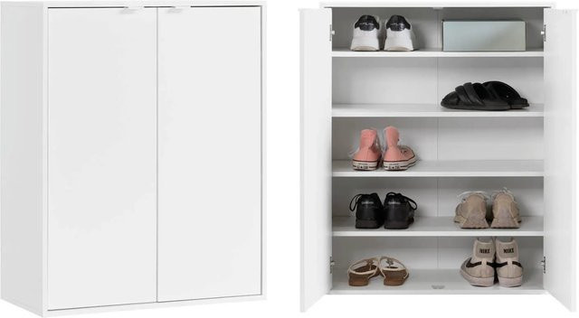 mokebo Schuhschrank Der Concierge Schuhregal mit zwei Türen als Flurschrank oder Sideboard in Weiß, Breite: 74 cm - Bild 1