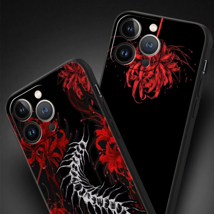 CreateXin Handyhülle Tokyo Rote Spinnenlilie für iPhone 11 bis 17 Pro Max, Weiche TPU Schutzhülle, Rot - Bild 2