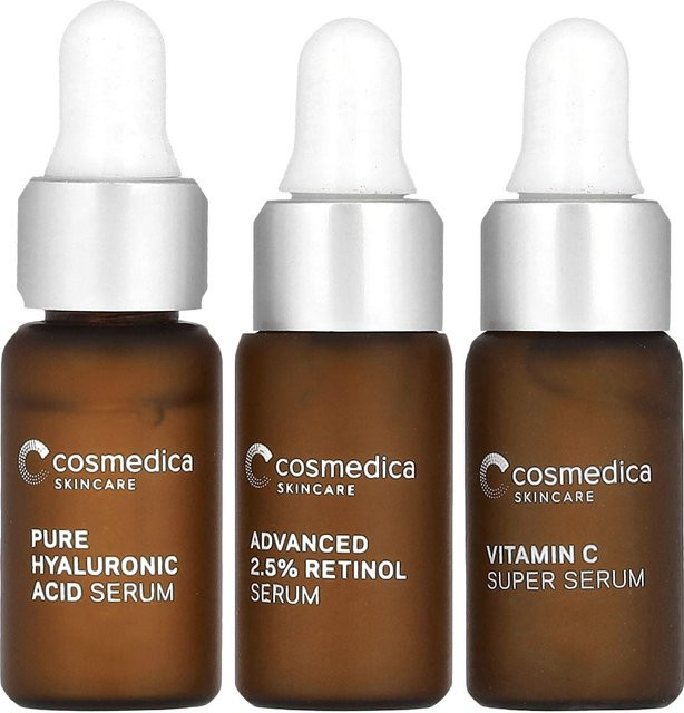 Cosmedica Skincare Essential Serum Mini, 3er-Set, Hyaluronsäure, Vitamin C, Retinol, Kollagen - Bild 1