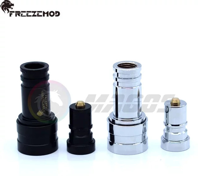FREEZEMOD Wasserstopp ZSZT-T1 Durchgang mit zwei Enden für schnelles Trennen, Schwarz, G1/4'' Anschluss - Bild 1