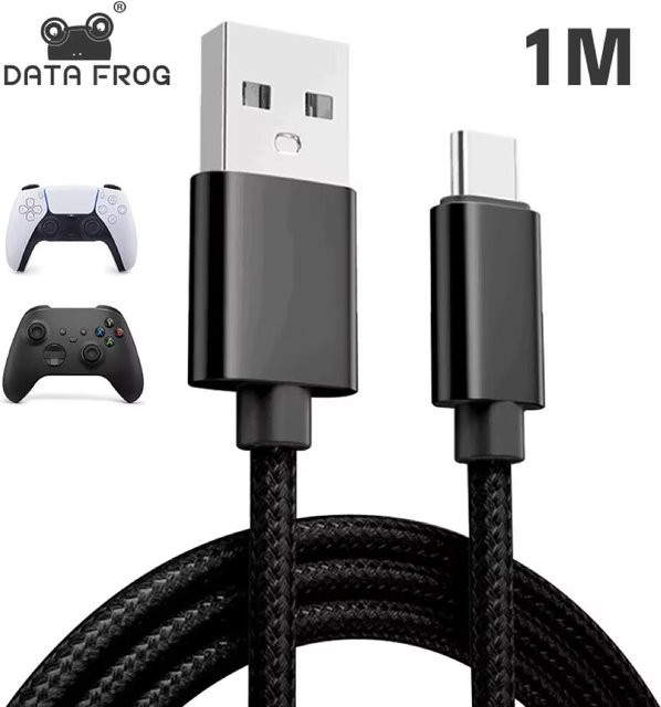 DATA FROG USB Typ C High Speed Ladekabel für PS5 und Xbox Series, Schwarz, Länge: 1 m - Bild 1