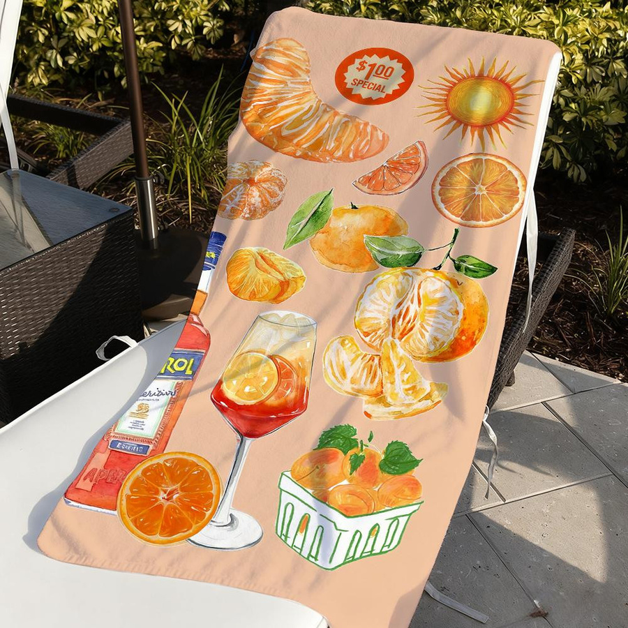 Creative Man Schnelltrocknendes Handtuch mit Aperol Spritz Motiv für Schwimmen, Yoga und Fitness, B: 80 cm, H: 130 cm - Bild 3