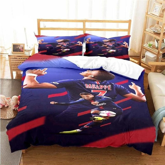 3-teiliges Fußballstar Bettwäscheset aus Mikrofaser in Blau mit Bettbezug und Kissenbezug, B/H: 135 x 200 cm - Bild 1