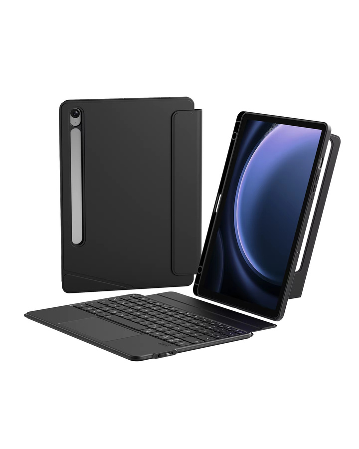 Samsung Tastaturhülle mit Touchpad für Galaxy Tab S10 FE, S9 FE und S9 im Hoch- und Querformat, Schwarz - Bild 3