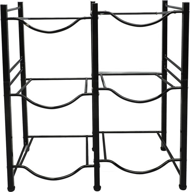 Aimo Wasserflaschenhalter-Organizer aus Kohlenstoffstahl, 2-reihig und 3-stufig, freistehendes Lagerregal für Wassereimer und Behälter, Schwarz - Bild 1