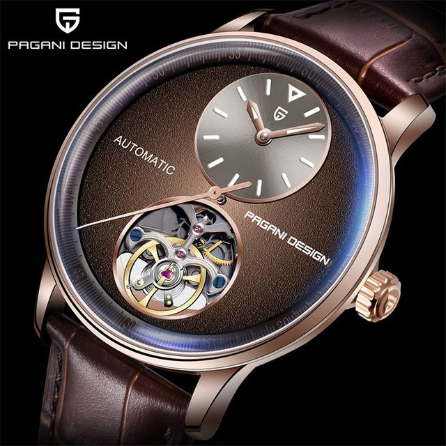 PAGANI DESIGN Armbanduhr Automatik, Leder, 42 mm, Herren, Roségold - Bild 1