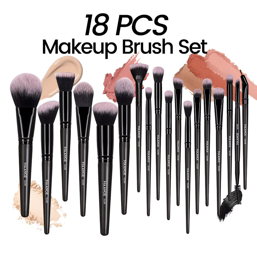 MAANGE Make-up-Pinsel-Set, 18-teilig, Unisex, mit Reise-Aufbewahrungsbox - Bild 2