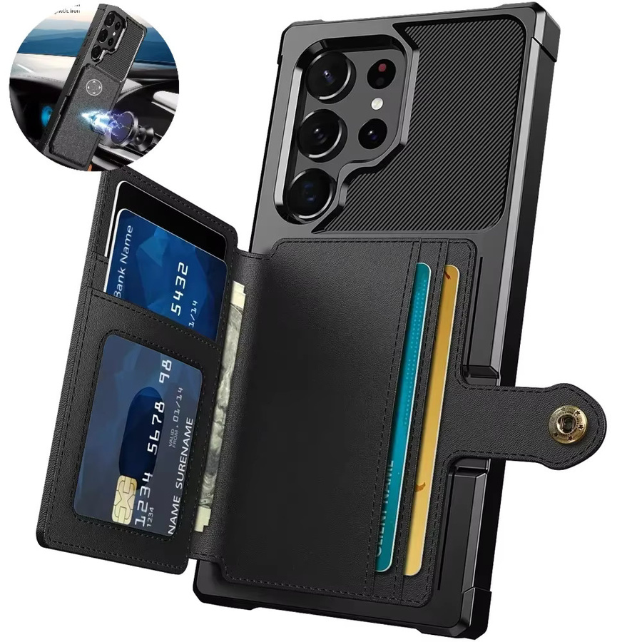 Flip Wallet Case Leder Schutzhülle für Samsung Galaxy S25 Ultra S24 S23 S22 S21 FE und S25 Plus stoßfeste Abdeckung mit Kreditkartenfach in Schwarz oder Rot - Bild 7