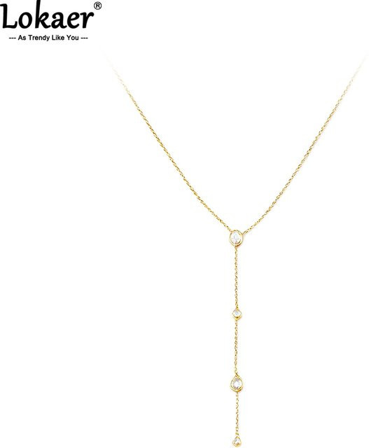 Lokaer Halskette, Edelstahl, Gold, Zirkonia, Damen - Bild 1