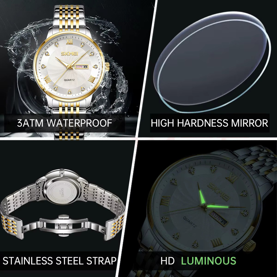 SKMEI Armbanduhr Quarz, Edelstahl, Silber, Unisex - Bild 4