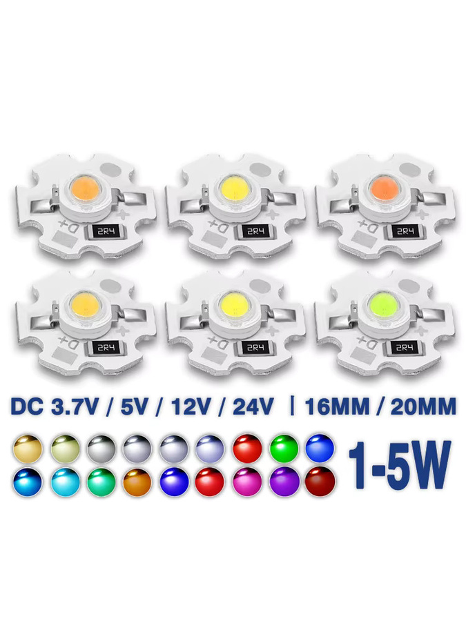 10 Stück LCFOCUS LED-Chips auf Aluminium PCB in verschiedenen Farben und Leistungen, Durchmesser: 16 mm oder 20 mm - Bild 1