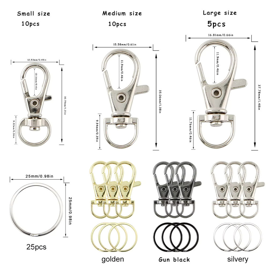 kovict Karabiner Verschlüsse, Schwenk Snap Haken und Schlüsselringe, Metall - Bild 1